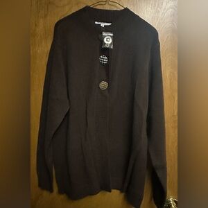 NorthStyle Dark Brown Cardigan with Patterned Buttons NWT